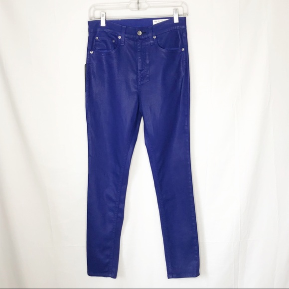 RAG & BONE Coated Blue Ankle Skinny Jeans 28 - Picture 3 of 8